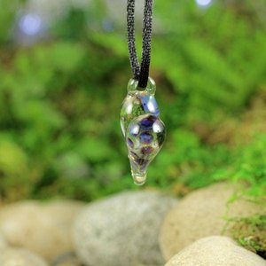 Hand Blown Lampwork Glass Heart Pendant Necklace // Boro/Borosilicate // Handmade Glass Art // Clear, Yellow, Brown, Iridescent // Z1066