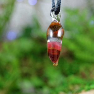 Lampwork Heart Pendant Necklace // Brosilicate/Boro Glass // Transparent// Striped Amber, Purple, Lavender, Pink // Z112