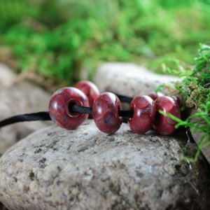 7 Loose Lampwork Rondelle Beads // Borosilicate /Boro Glass //  Pink, Purple, Yellow // Kiss A Berry // Z802