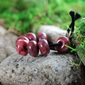7 Loose Lampwork Rondelle Beads // Borosilicate /Boro Glass //  Pink, Purple, Yellow // Kiss A Berry // Z802