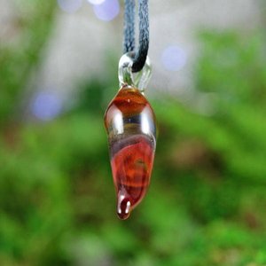 Lampwork Heart Pendant Necklace // Brosilicate/Boro Glass // Transparent// Striped Amber, Purple, Lavender, Pink // Z112