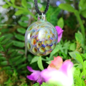 Honeycomb Lampwork Pendant Necklace // Borosilicate/Boro Glass // Rainbow Neons in a Swirled Honeycomb // Z1123