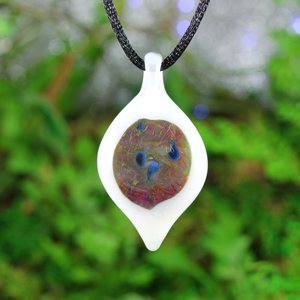 Mushroom Lampwork Pendant // Handmade Glass // Boro/Borosilicate Glass // 4 Blue Mushrooms Growing From the Earth, White // Z1120