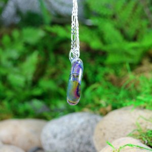Iridescent Light Lampwork Pendant // Boro/Borosilicate Glass Necklace // Rainbow, Light-Catcher, Purples, Blues, Sterling Silver // Z1101