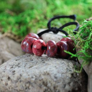 7 Loose Lampwork Rondelle Beads // Borosilicate /Boro Glass //  Pink, Purple, Yellow // Kiss A Berry // Z802