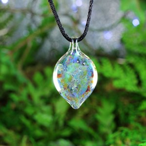 Flower Implosion Lampwork Pendant // Handmade Glass // Boro/Borosilicate Glass // Gray, Blue, Green, Soft 3-D // Z1152