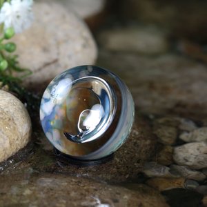 Handmade Lampwork Marble (Borosilicate/Boro Glass) Hand-Blown Hider Lunar Space Marbles - Mirror Moon Bubble - 1 inch / 26mm - Z773