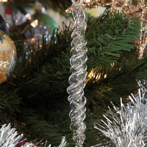 Hand Blown Icicle Ornaments (set of 5) - Hollow Glass Icicles - Handmade Christmas Tree Ornament, Holiday Decor, Yule, Christmas Decorations