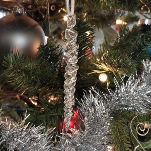 Hand Blown Icicle Ornaments (set of 5) - Hollow Glass Icicles - Handmade Christmas Tree Ornament, Holiday Decor, Yule, Christmas Decorations