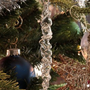 Hand Blown Icicle Ornaments (set of 5) - Hollow Glass Icicles - Handmade Christmas Tree Ornament, Holiday Decor, Yule, Christmas Decorations