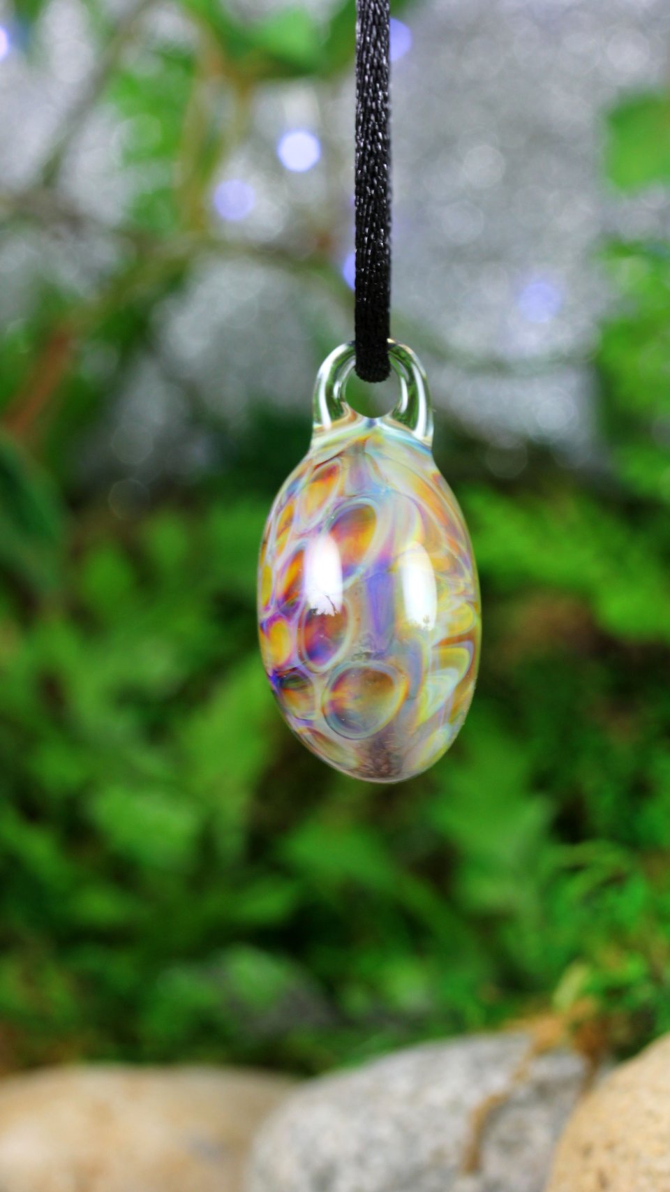 Honeycomb Lampwork Pendant Necklace // Borosilicate/Boro Glass // Rainbow Neons in a Swirled Honeycomb // Z1123
