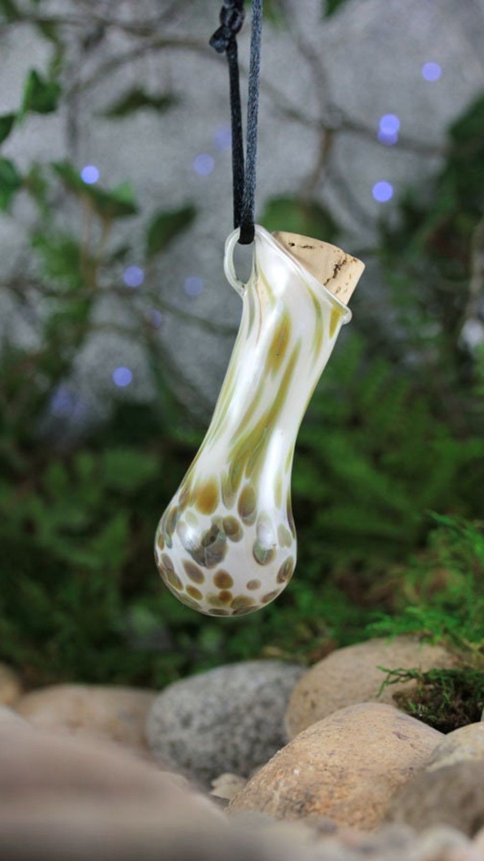 Handblown Heady Vial (Bottle, Jar) Borosilicate Boro Glass Lampwork Pendant Necklace / Keepsake Perfume Stashjar Potion Wearable Urn Empty