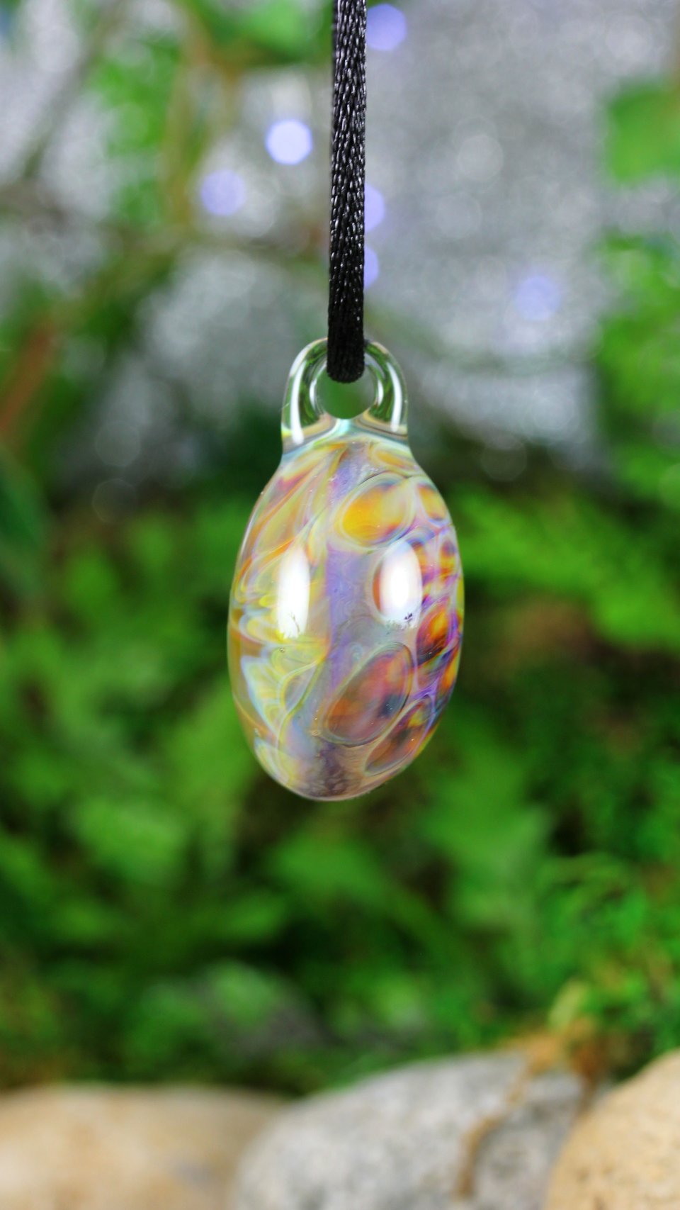 Honeycomb Lampwork Pendant Necklace // Borosilicate/Boro Glass // Rainbow Neons in a Swirled Honeycomb // Z1123