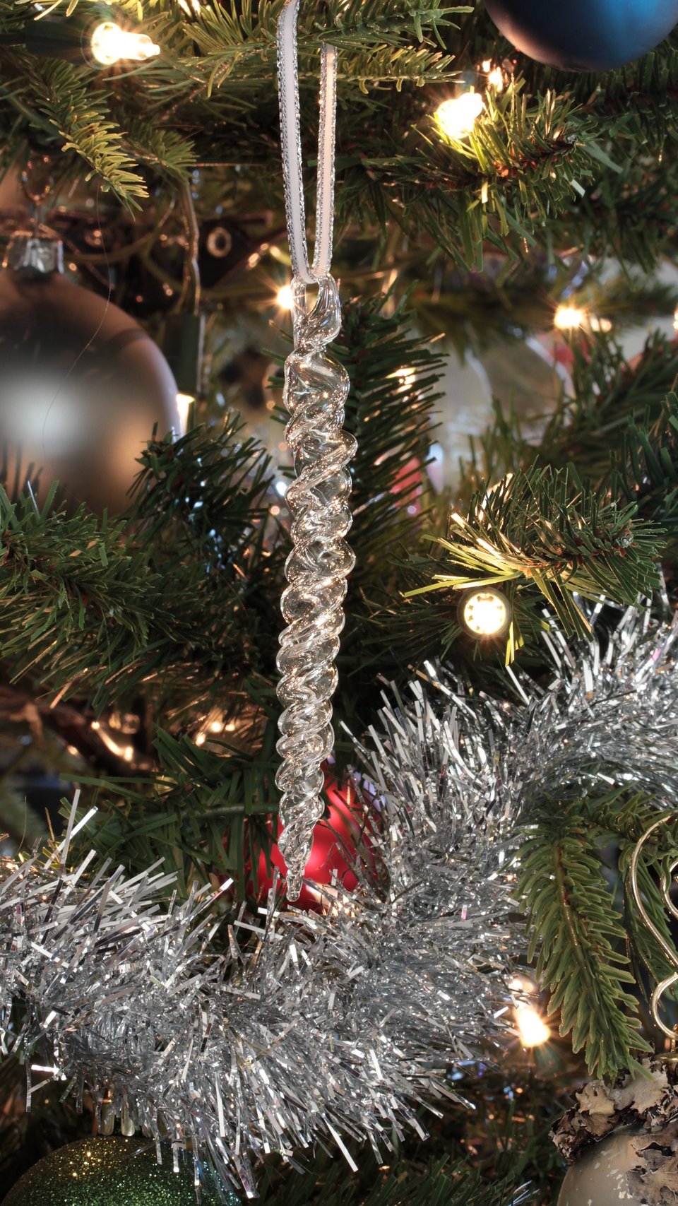 Hand Blown Icicle Ornaments (set of 5) - Hollow Glass Icicles - Handmade Christmas Tree Ornament, Holiday Decor, Yule, Christmas Decorations