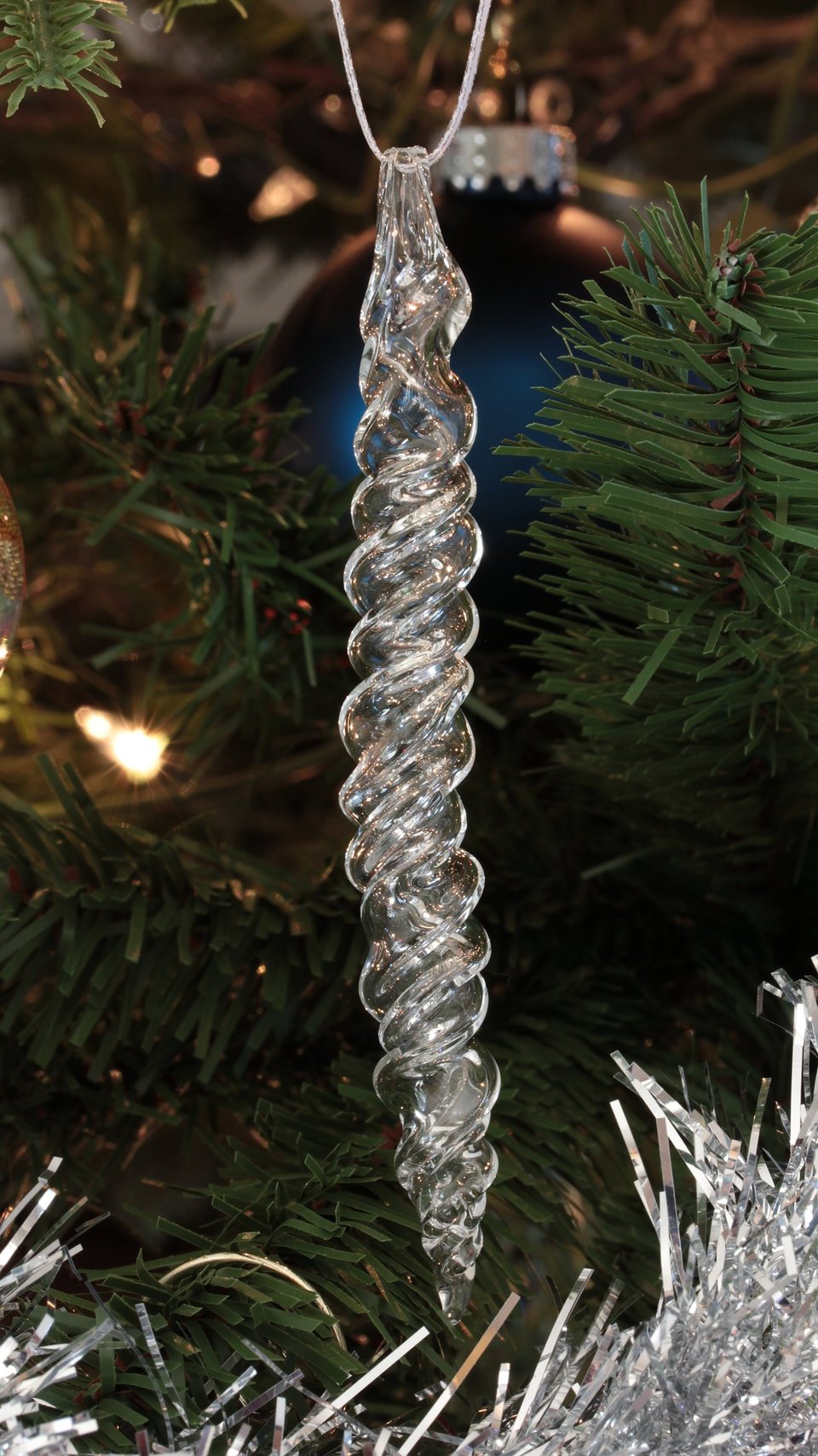 Hand Blown Icicle Ornaments (set of 5) - Hollow Glass Icicles - Handmade Christmas Tree Ornament, Holiday Decor, Yule, Christmas Decorations