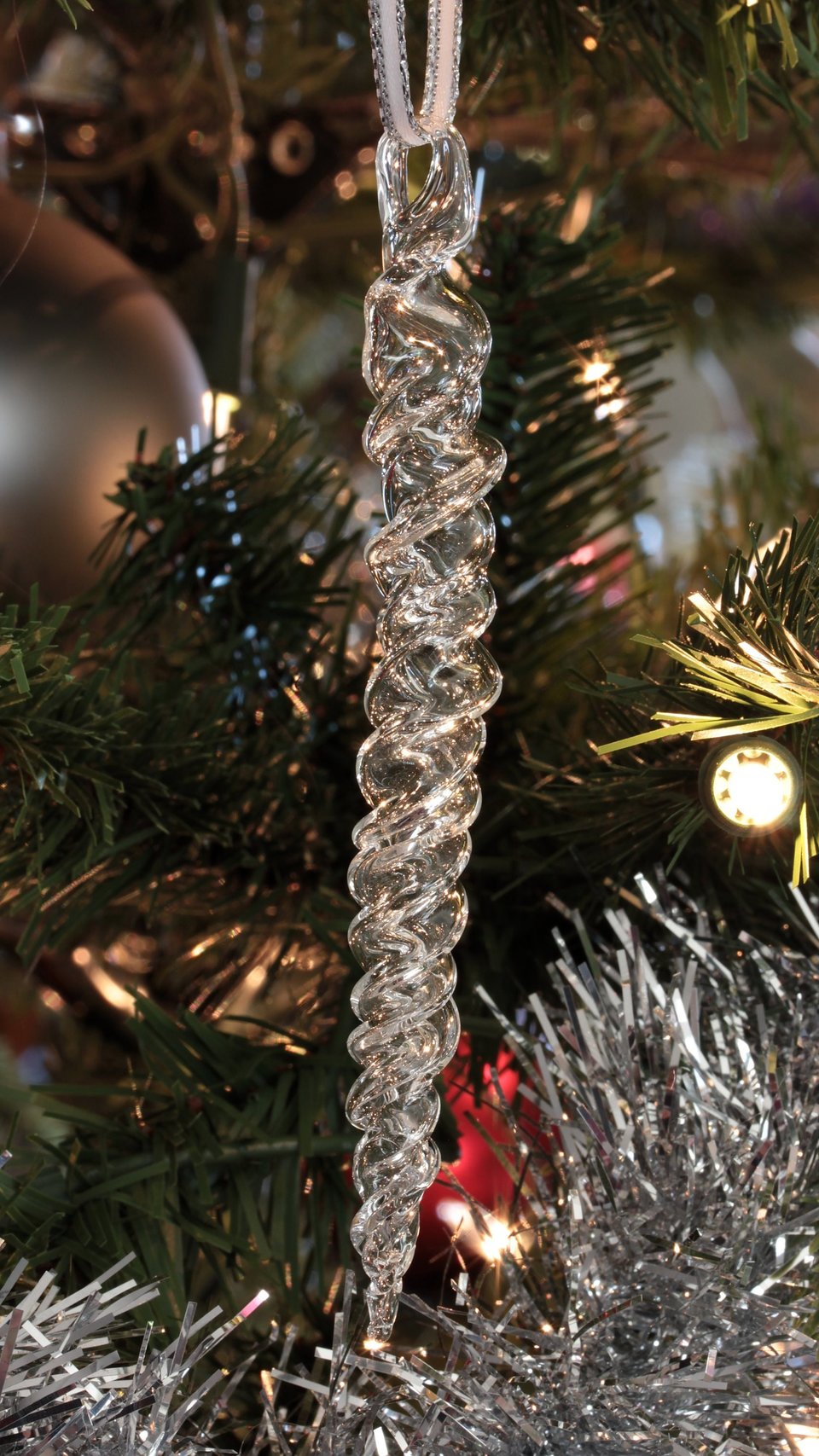 Hand Blown Icicle Ornaments (set of 5) - Hollow Glass Icicles - Handmade Christmas Tree Ornament, Holiday Decor, Yule, Christmas Decorations